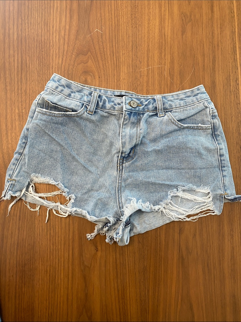 Zaful Light Blue Distressed Denim Shorts